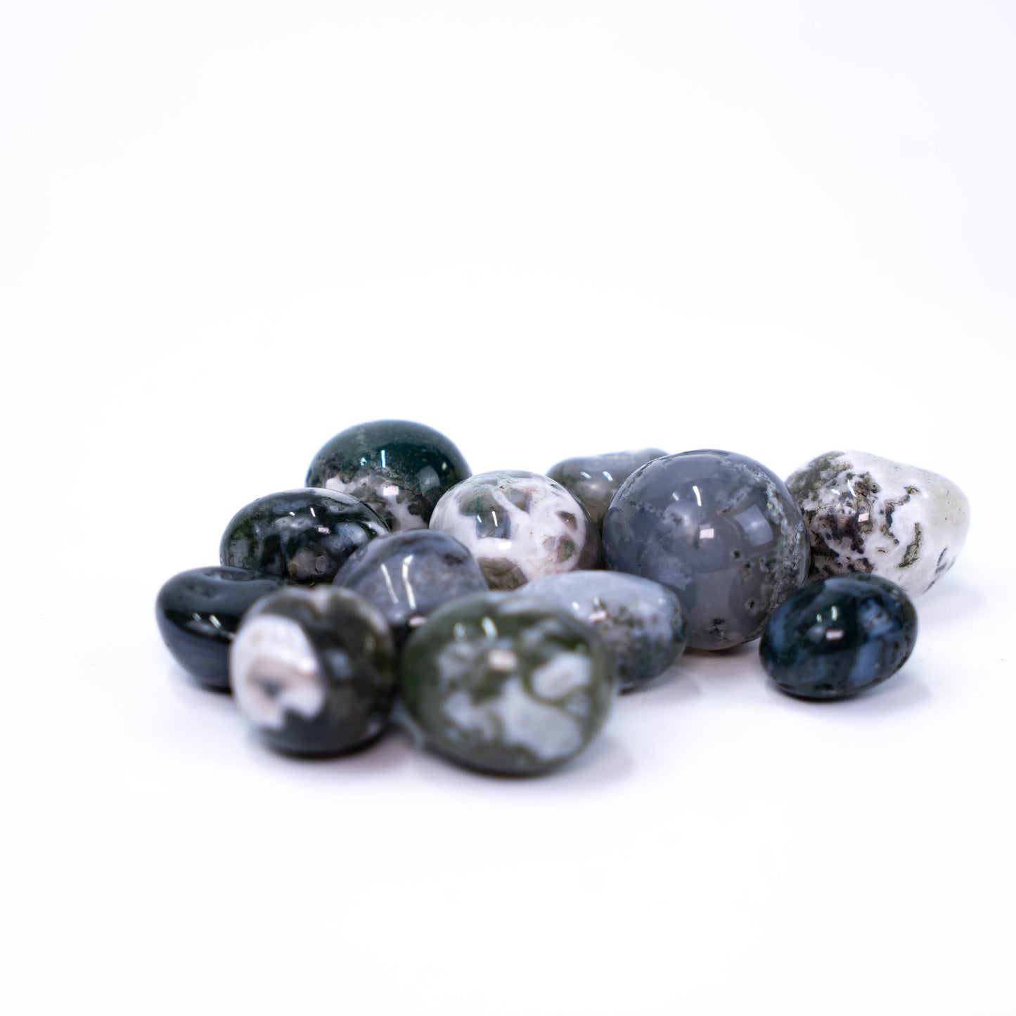 Moss Agate Tumbled Stones | Polished Crystals Healing | Natural Stones | Feng Shui | Chakra Balancing | Good Luck | Reiki Gift