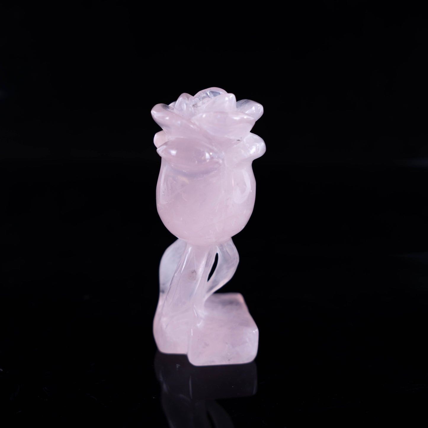 Hand Carved Healing Gemstone Crystals Rose Quartz rose with base Ornaments Decorations And Gifts