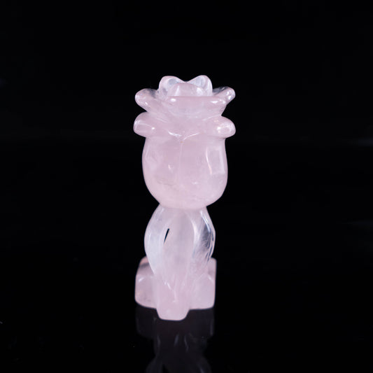 Hand Carved Healing Gemstone Crystals Rose Quartz rose with base Ornaments Decorations And Gifts