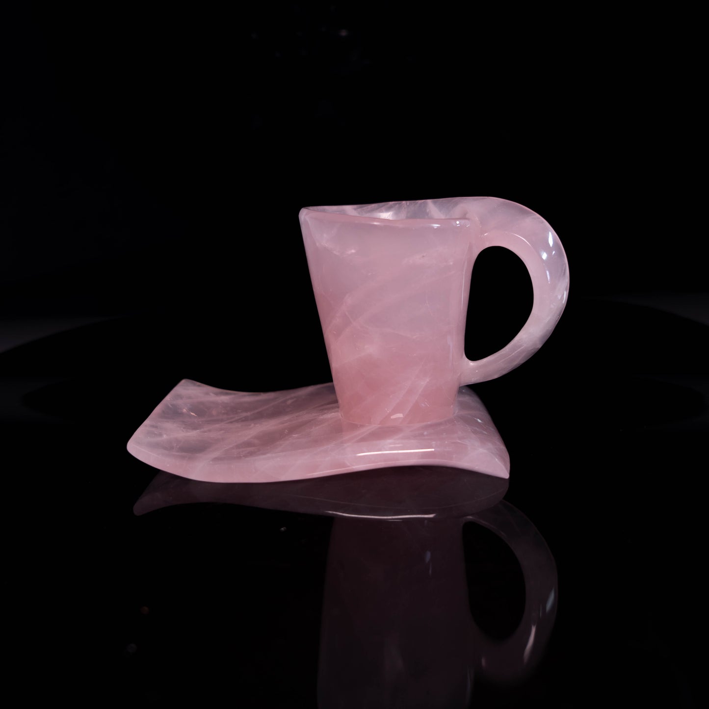 Rose Quartz cup with base, hand-carved, Carved Design,  Halloween and Christmas Decoration Gifts, Holiday Gifts