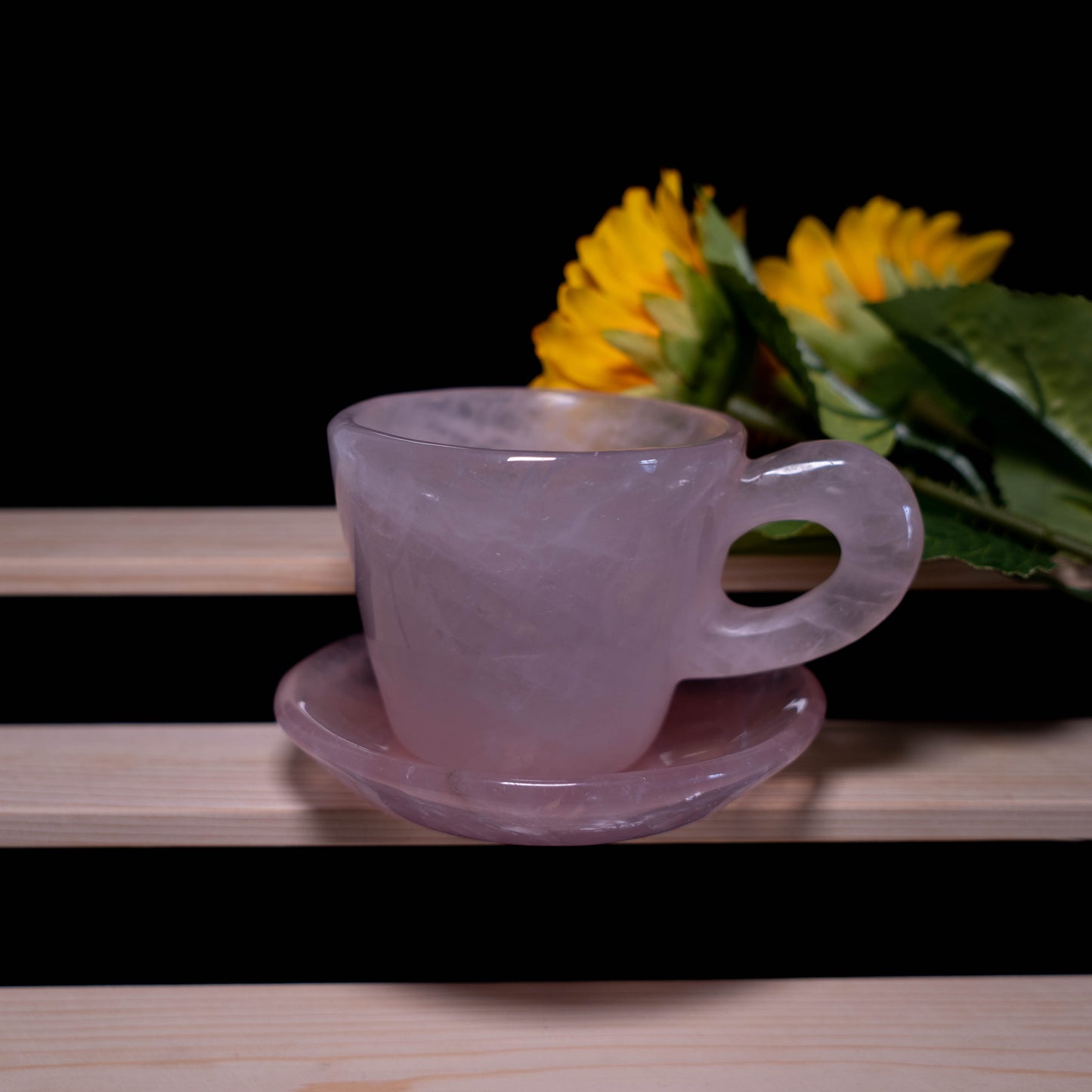 Rose Quartz Teacup With Base, Hand-carved, Carved Design,  Halloween And Christmas Decoration Gifts, Holiday Gifts