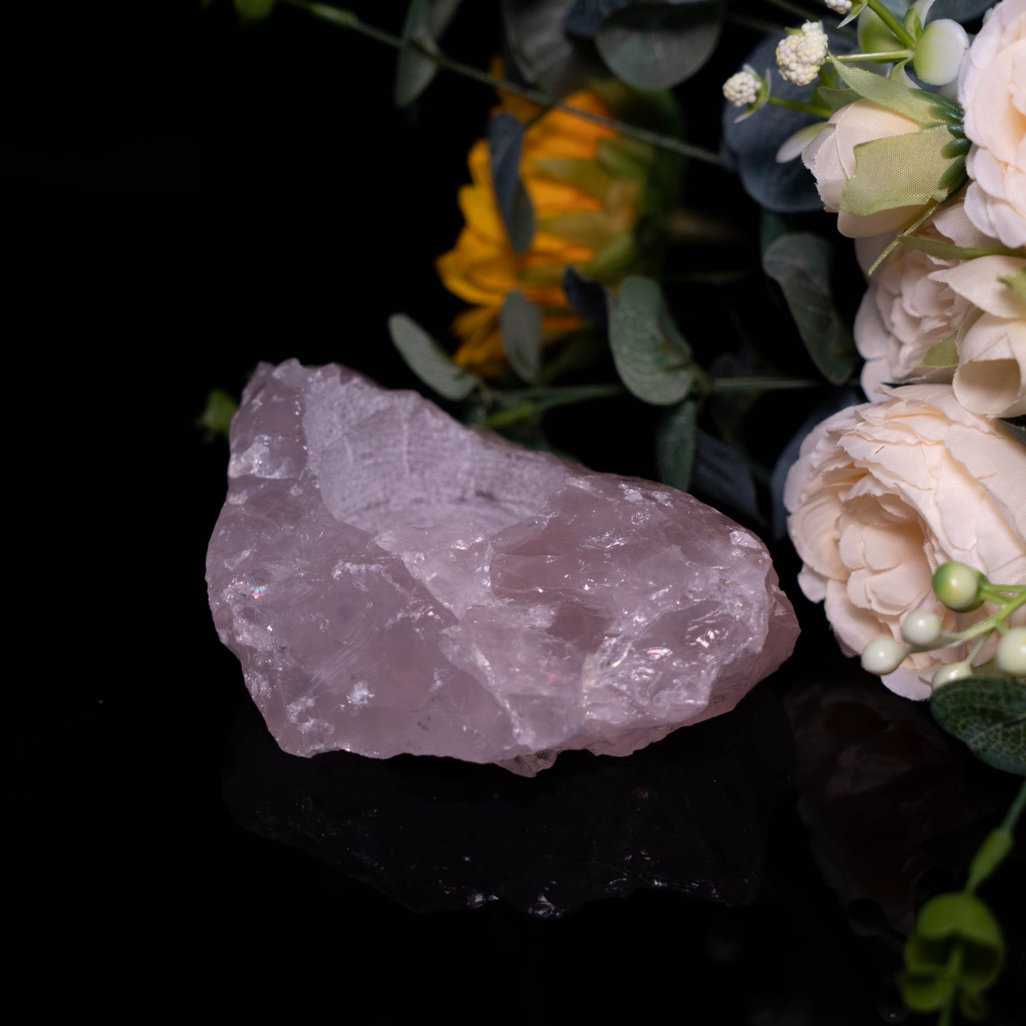 Rose Quartz  Raw Stone Candle Holder for Wedding, Festival, Party & Windowsill Decor, Desk Decor and setup