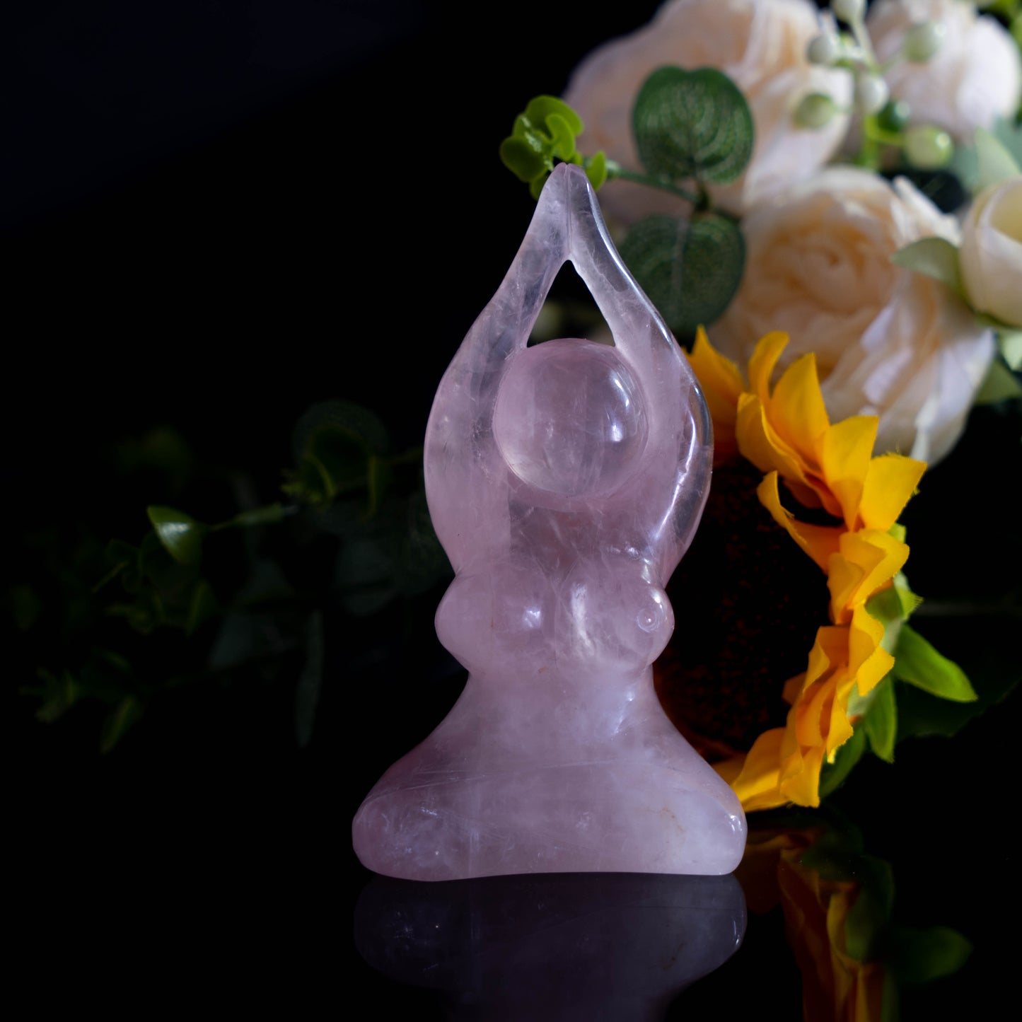 Natural Rose Quartz Yoga Woman Ornament Gift