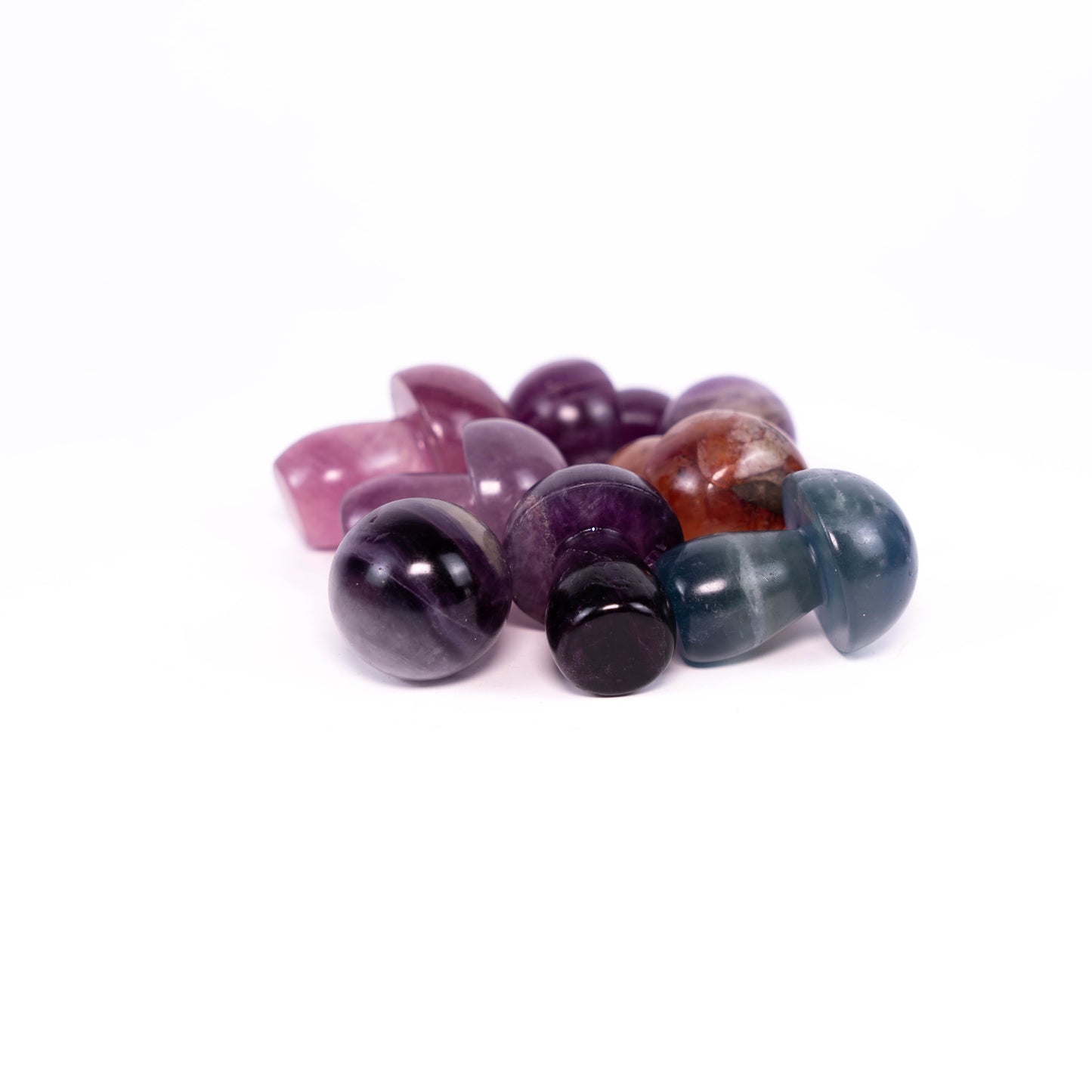 Fluorite Mushroom Carved Mushroom Polished Crystal Cute Mushroom Stones