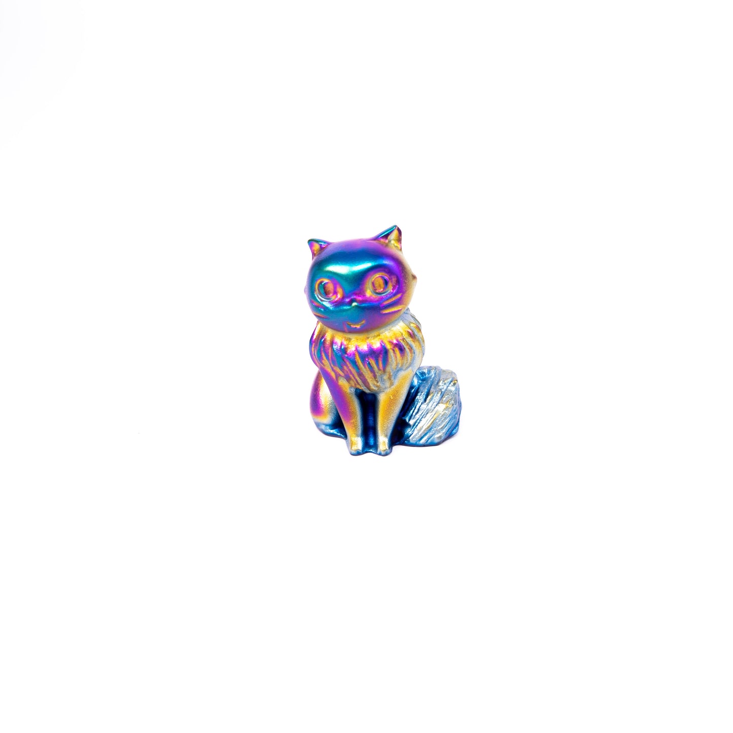 Aura Kitten Ornament Gift Decorations Rainbow Aura Titanium Coated Crystal Carving