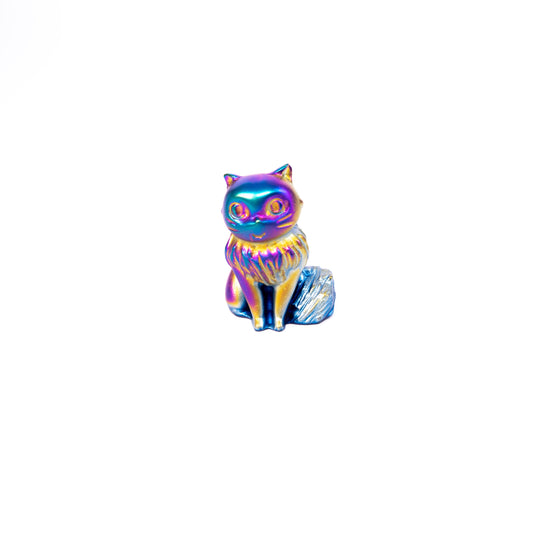 Aura Kitten Ornament Gift Decorations Rainbow Aura Titanium Coated Crystal Carving