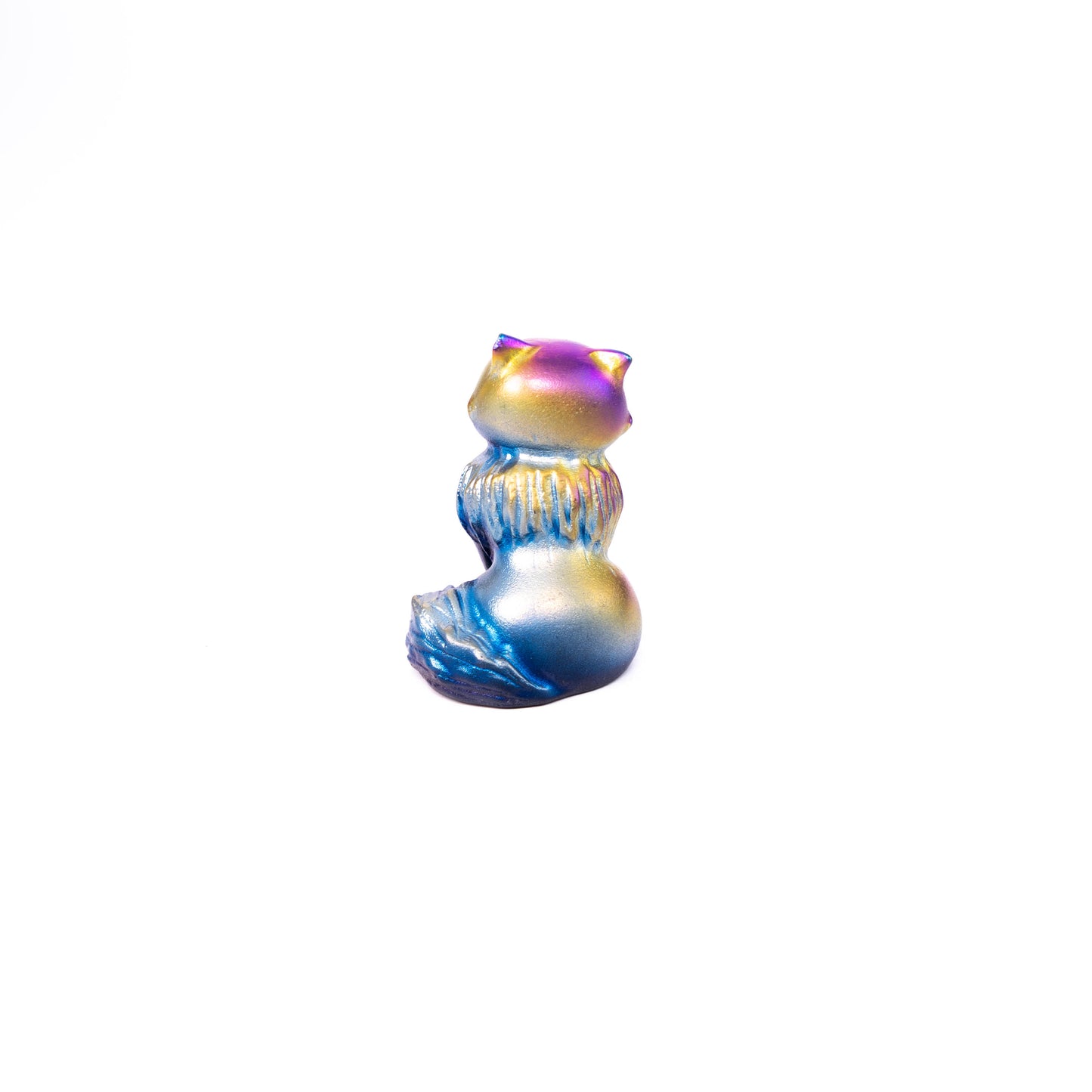 Aura Kitten Ornament Gift Decorations Rainbow Aura Titanium Coated Crystal Carving