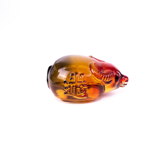 Attract Wealth And Prosperity Red And Yellow Glass Carved Cow Ornament Gift