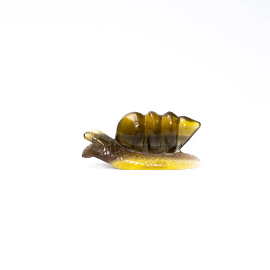 Yellow Fluorite Hand Carved Snail Ornament