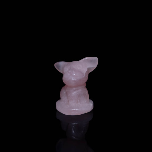 Rose Quartz Carved Dog