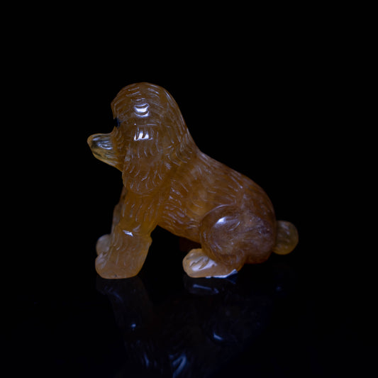 Yellow Fluorite Hand Carved Poodle