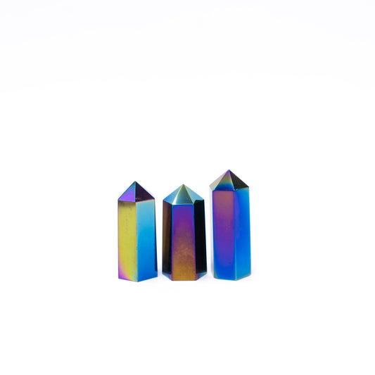 Aura Obsidian Single Point Rainbow Aura Titanium Coated Crystal