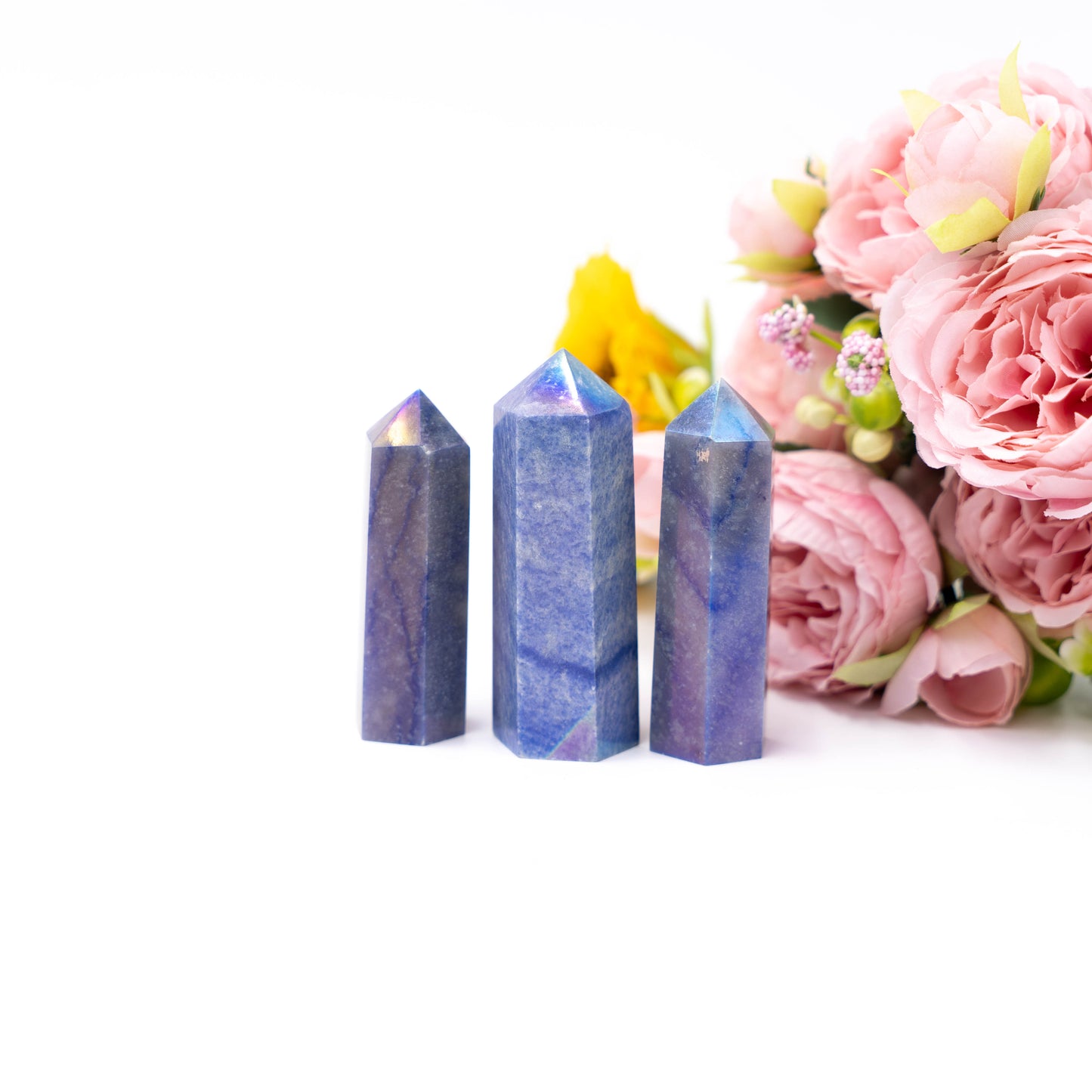 Aura Blue Aventurine Single Point Healing Crystal Wands Quartz Points Chakra Stone Reiki Meditation