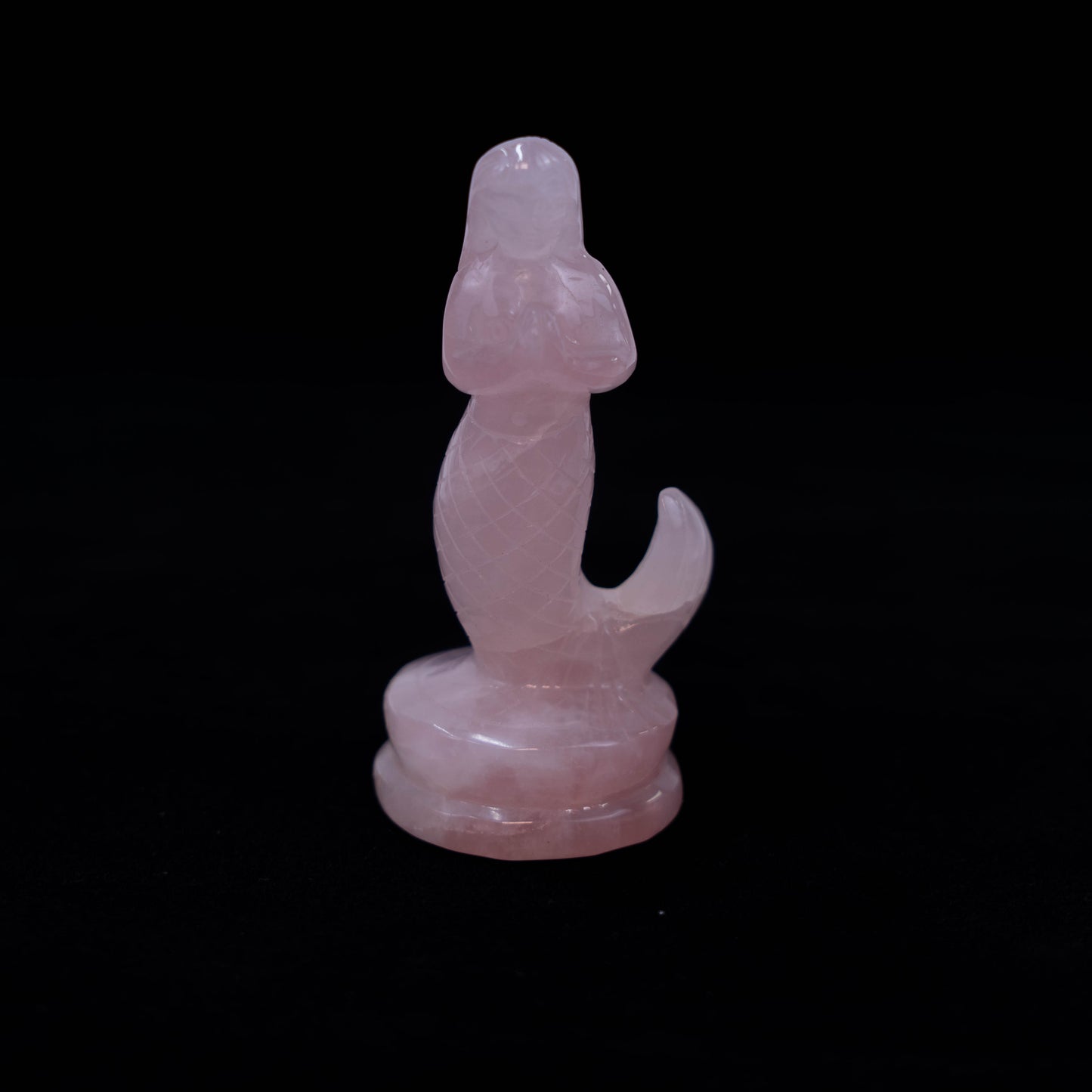 Rose Quartz Carving Mermaid With Base