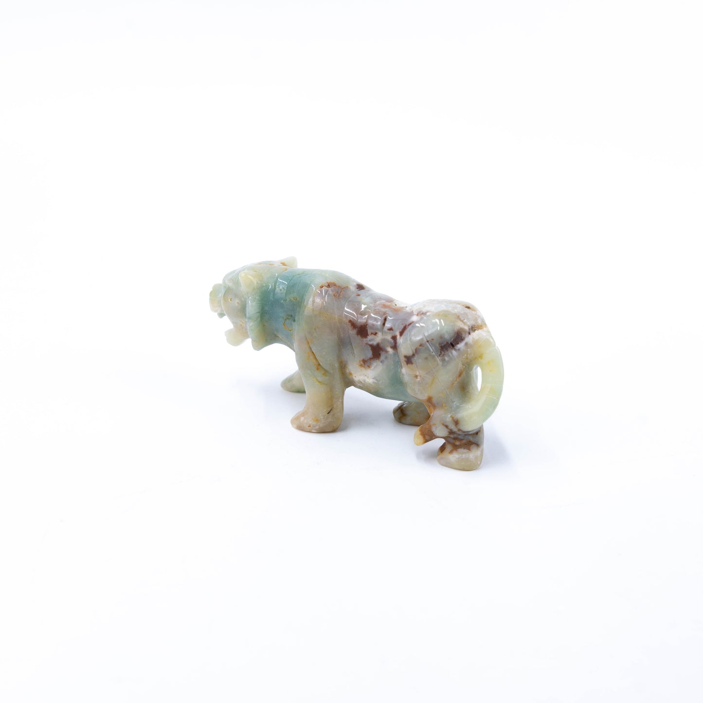 Amazonite Carved Animals Tiger Statue Sculpture Healing Stone for Feng Shui Home Decor