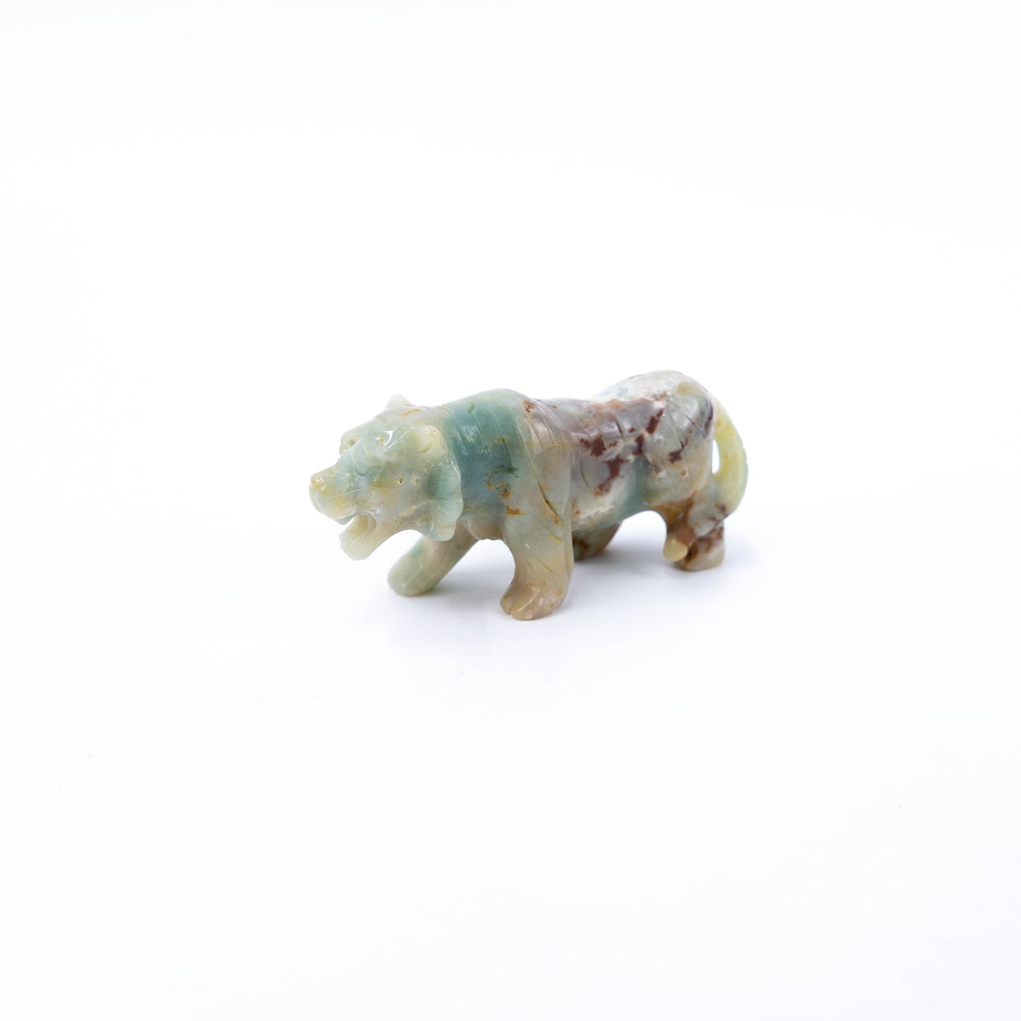 Amazonite Carved Animals Tiger Statue Sculpture Healing Stone for Feng Shui Home Decor