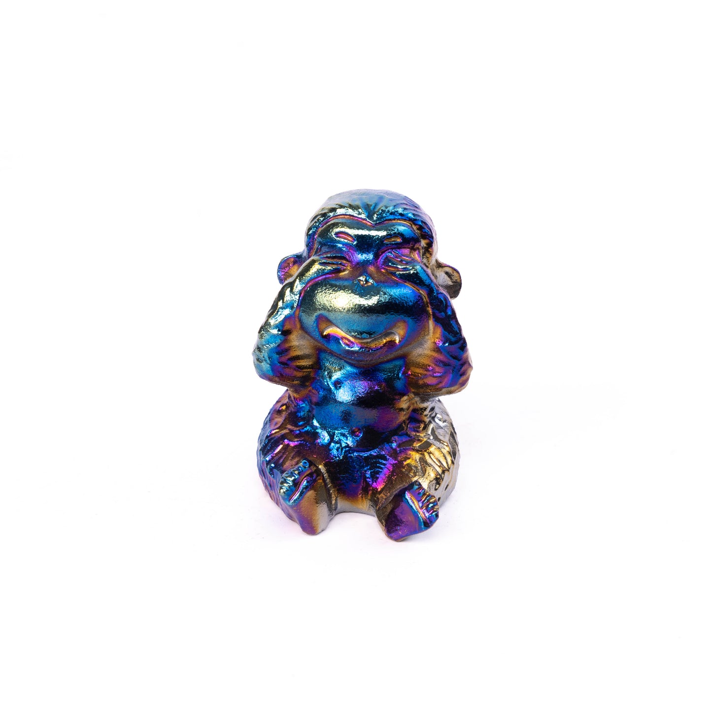 Aura Hand-carved Orangutan Rainbow Aura Titanium Coated Crystal Carving