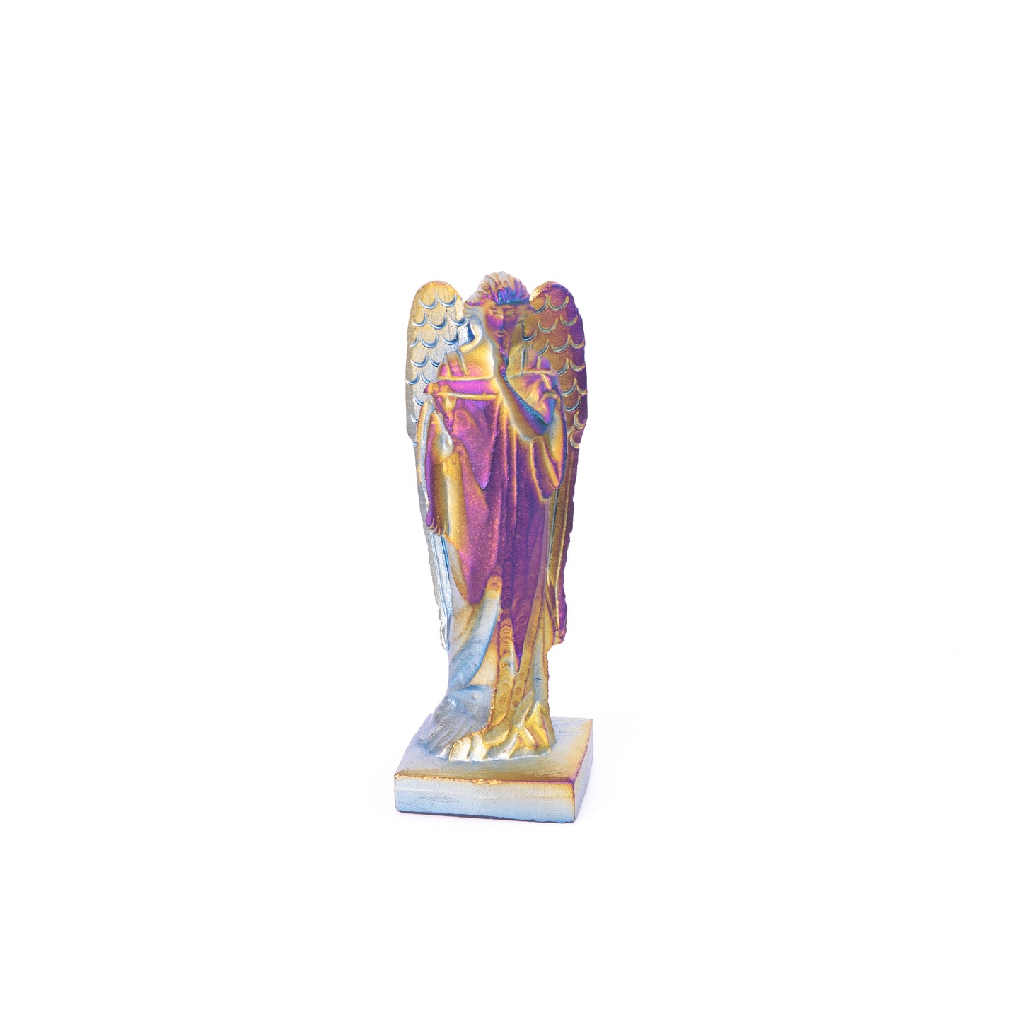 Aura Hand Carved Exquisite Godfather Rainbow Aura Titanium Coated Crystal Carving