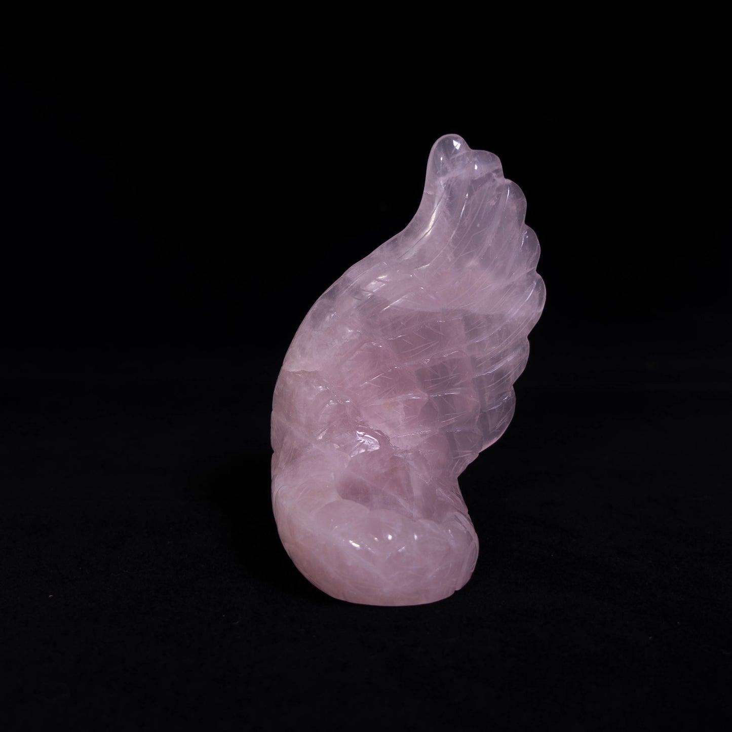 Rose Quartz Hand Carved Feather Candle Holder