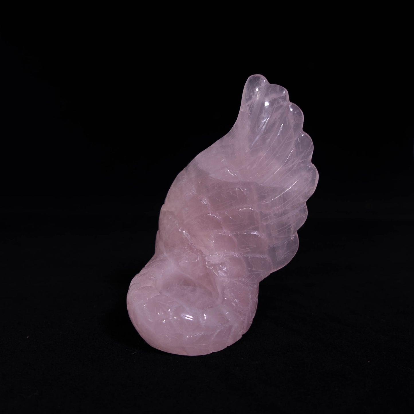 Rose Quartz Hand Carved Feather Candle Holder