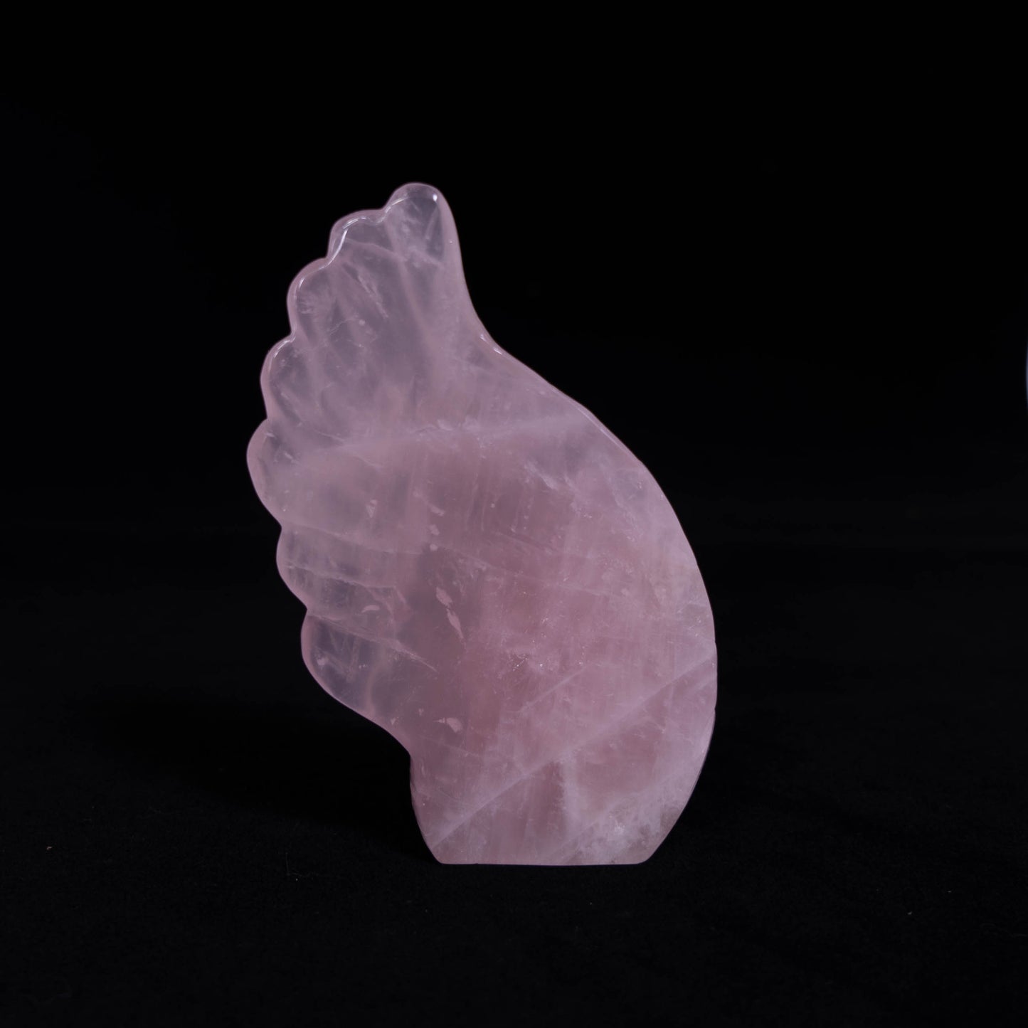 Rose Quartz Hand Carved Feather Candle Holder