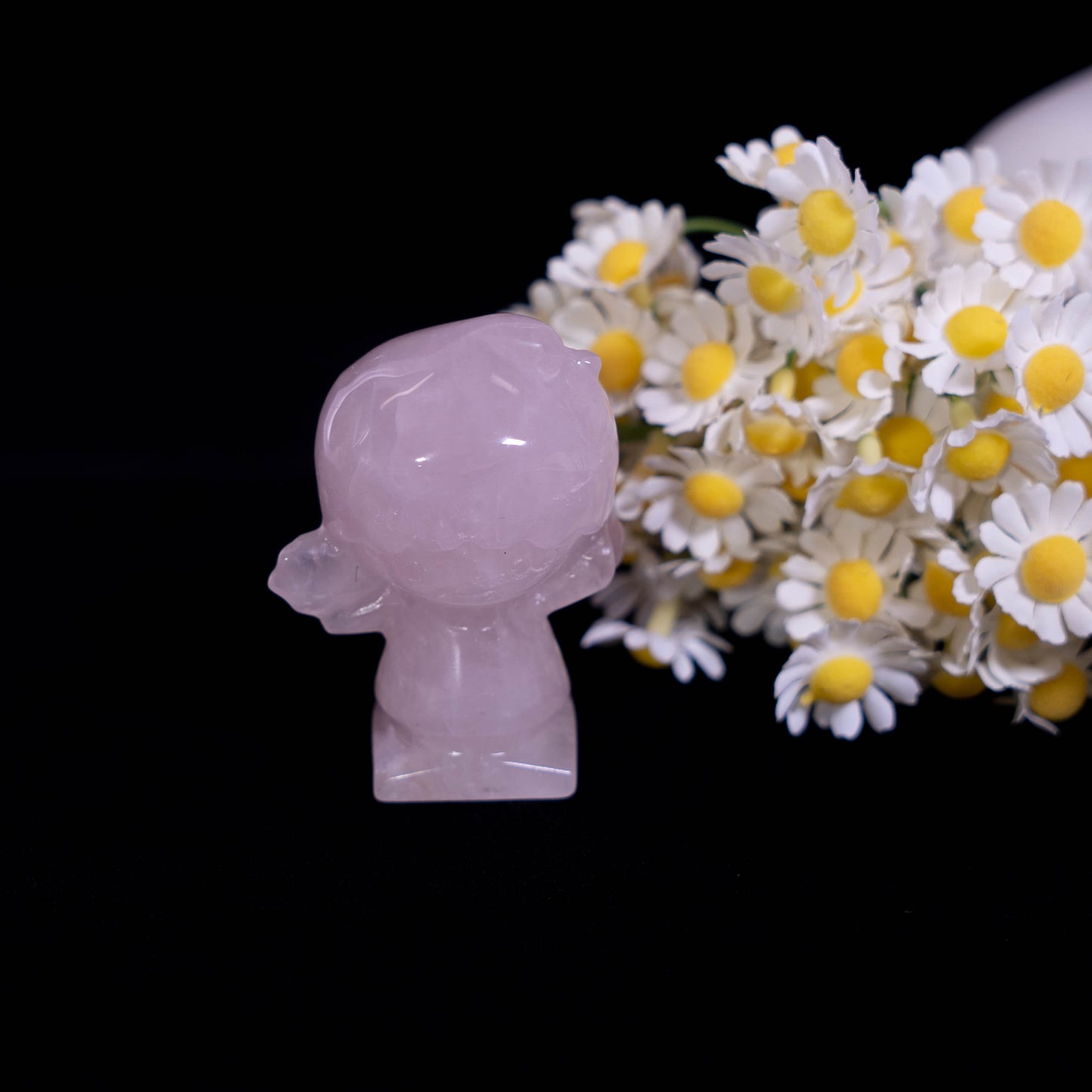 Rose Quartz Carving Girl With Angel Wings