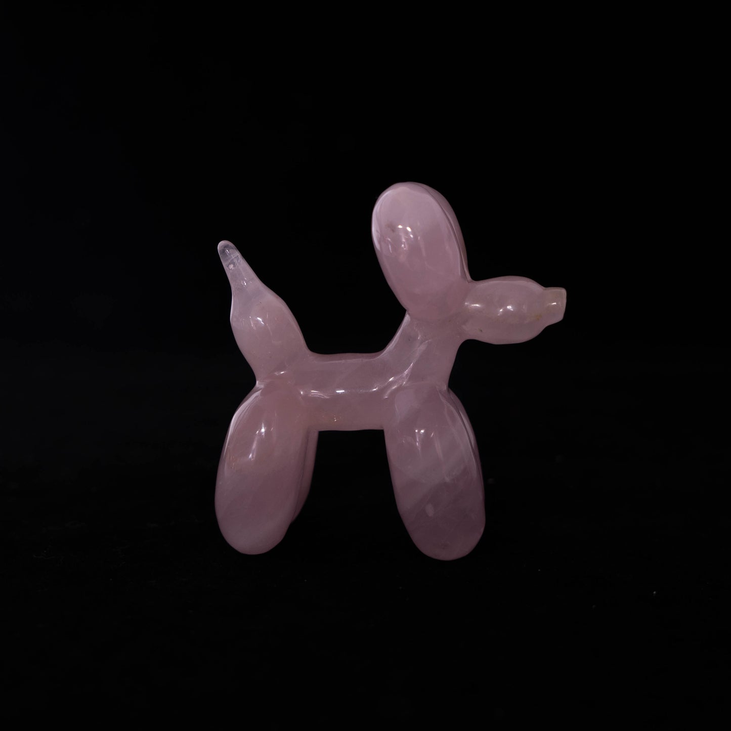 Rose Quartz Hand-carved Balloon Dog Ornament