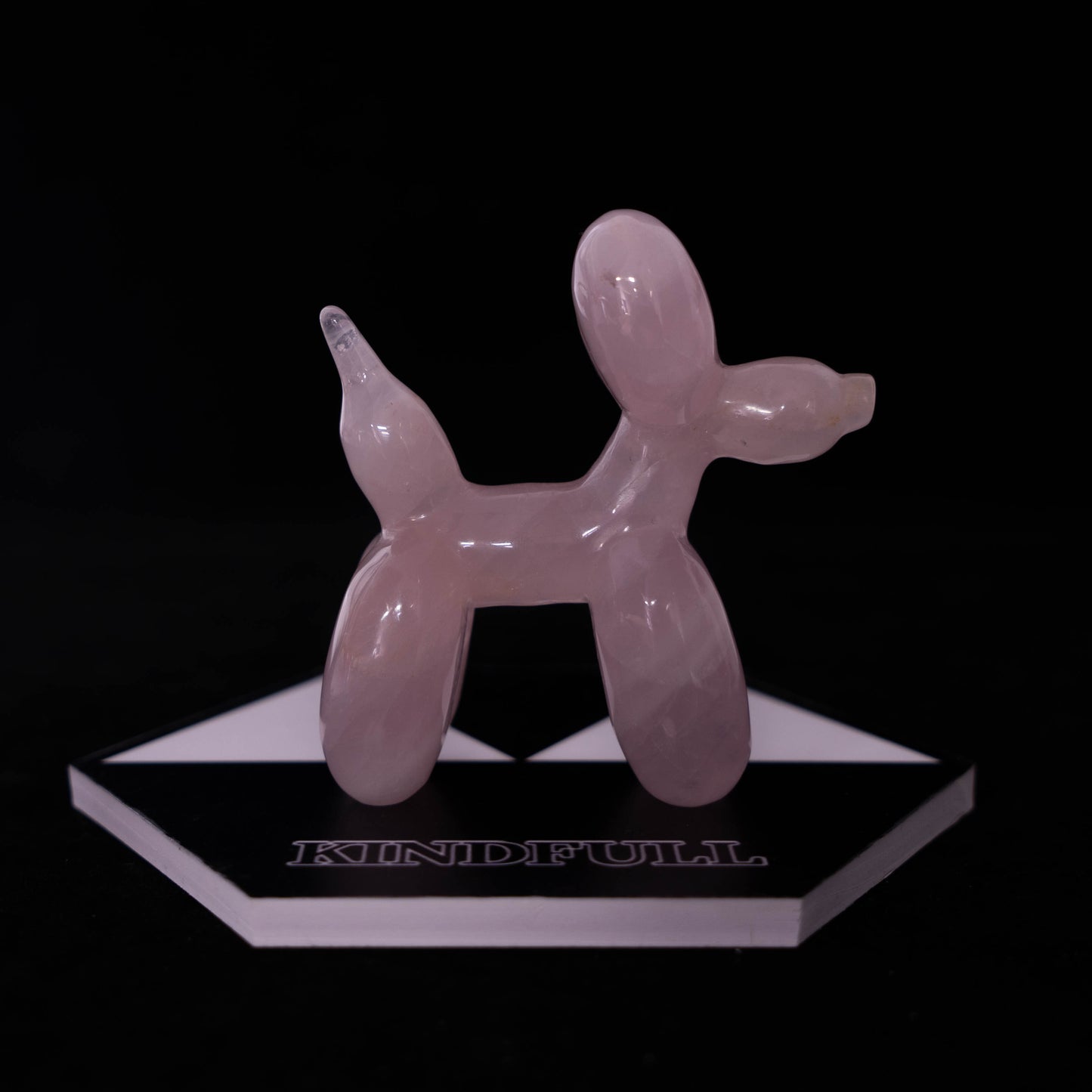 Rose Quartz Hand-carved Balloon Dog Ornament