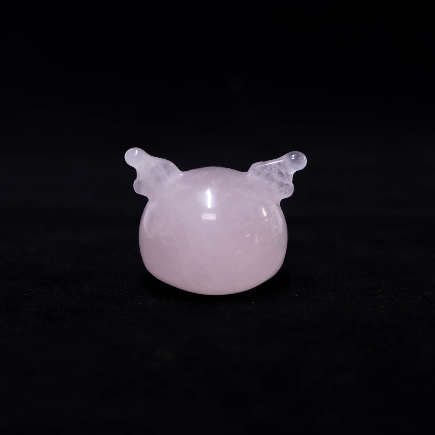 Rose Quartz Hand Carved Angry Cat