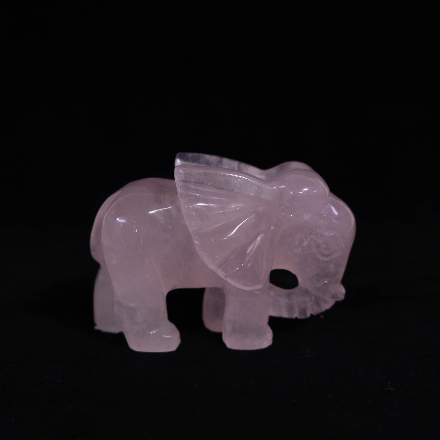 Rose Quartz Hand-Carved Elephant