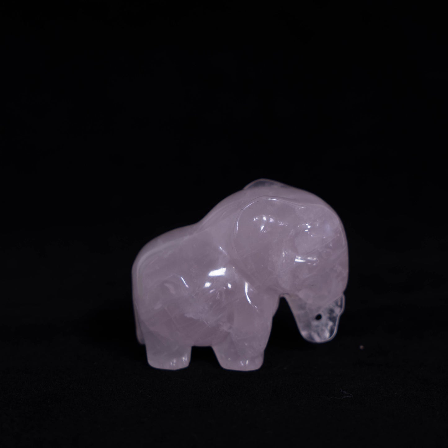 Rose Quartz Hand-Carved Elephant