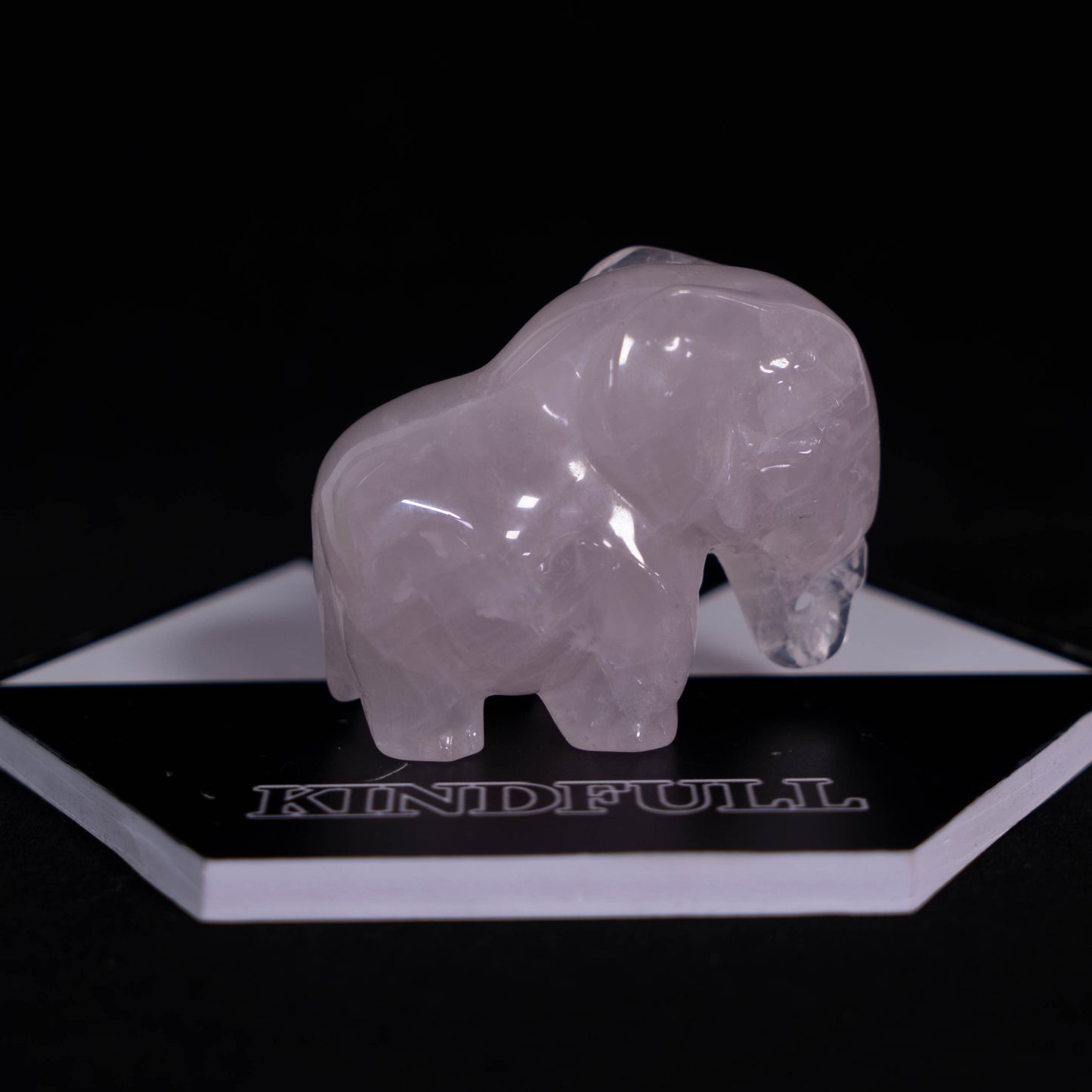 Rose Quartz Hand-Carved Elephant