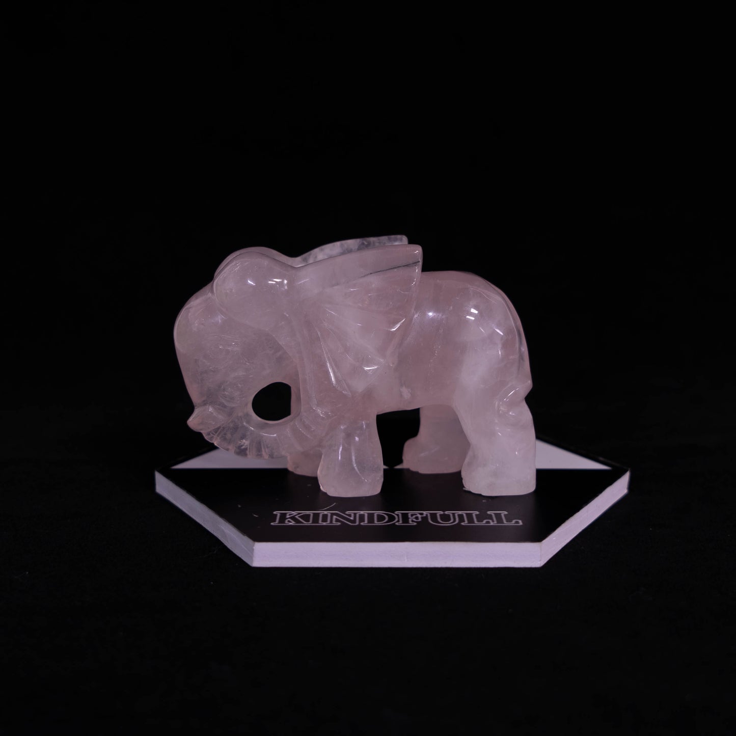 Rose Quartz Hand-Carved Elephant