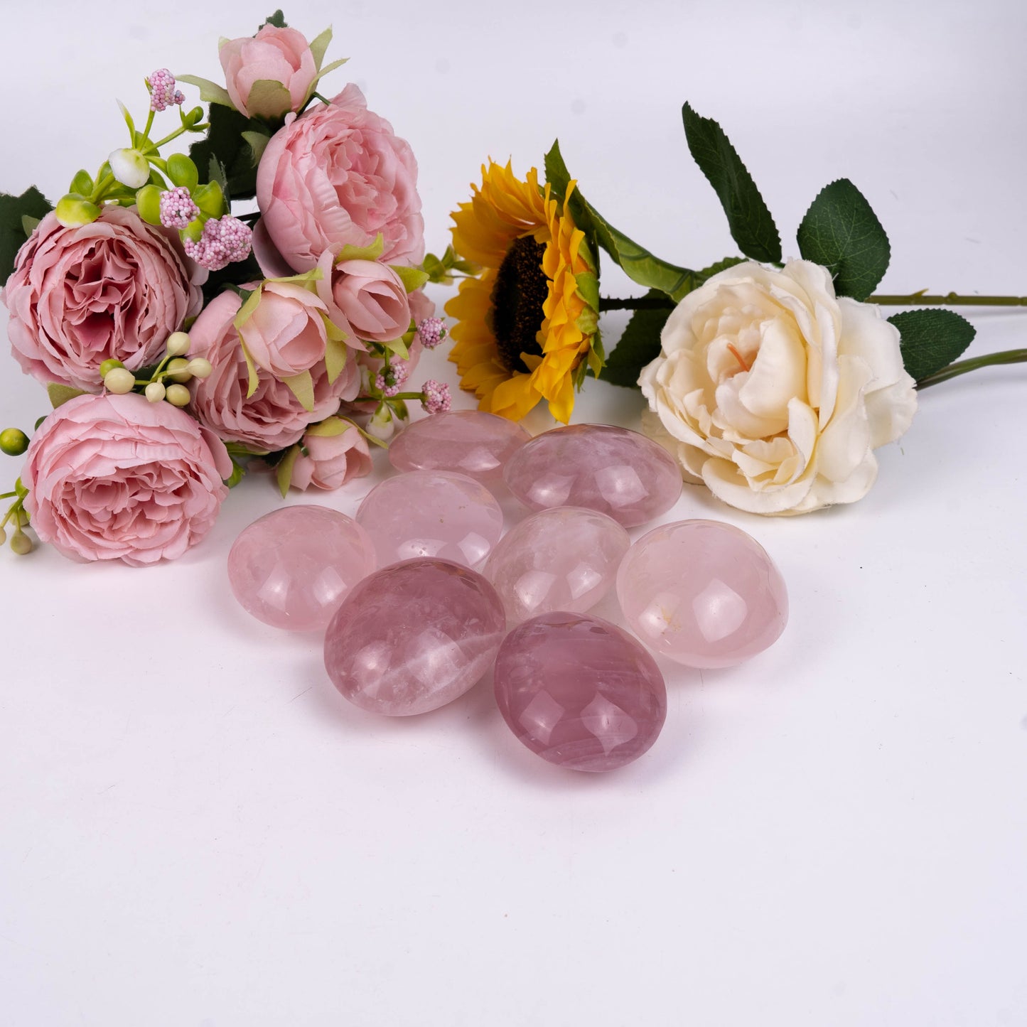 Rose Quartz Palm Stone Crystal Healing Fengshui