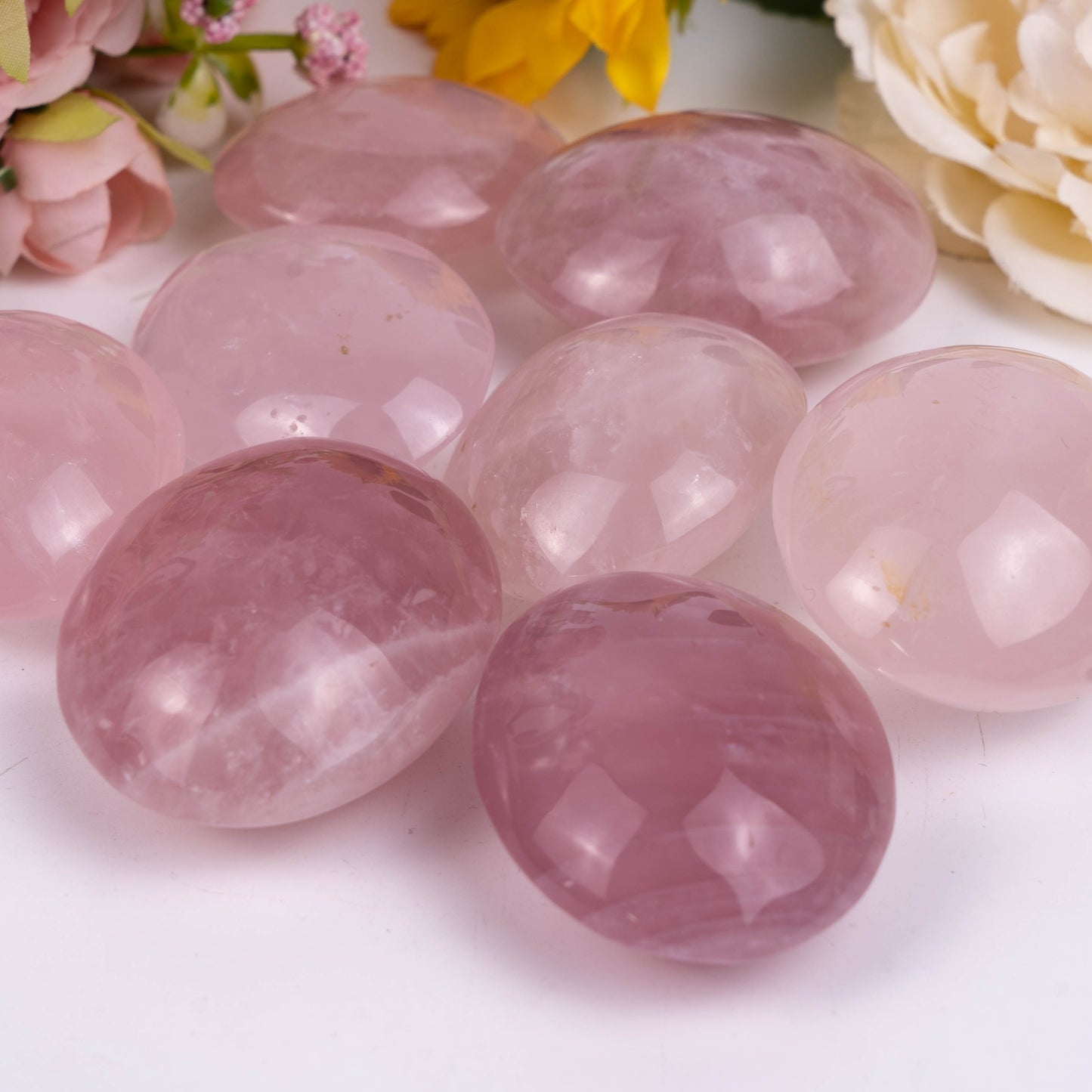 Rose Quartz Palm Stone Crystal Healing Fengshui