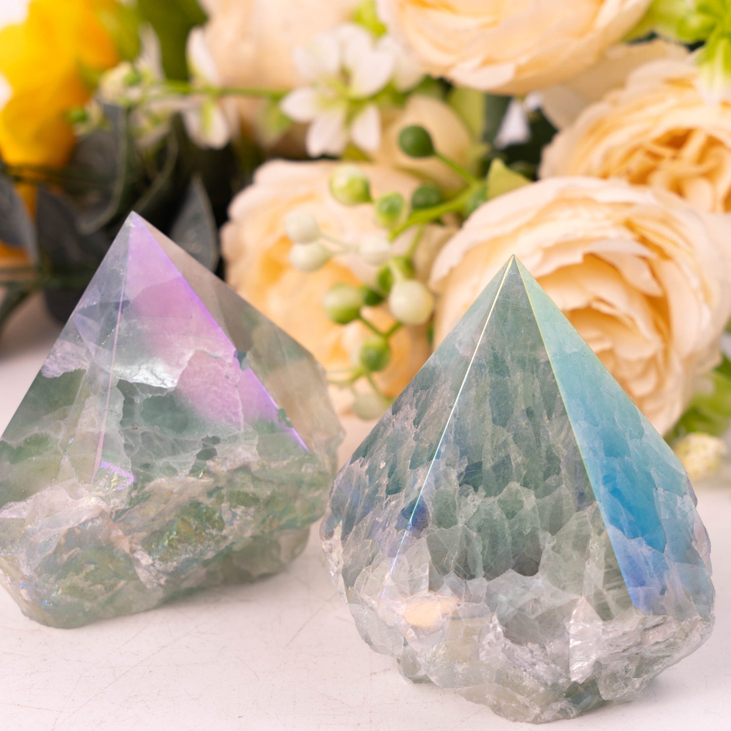 Aura Green Fluorite Raw Stone Single Point