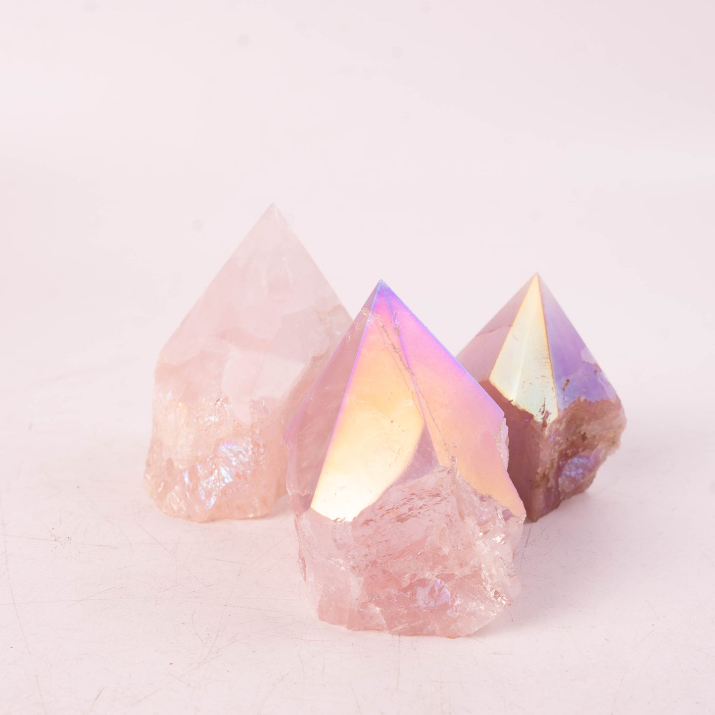 Aura Rose Quartz Raw Stone Single Point