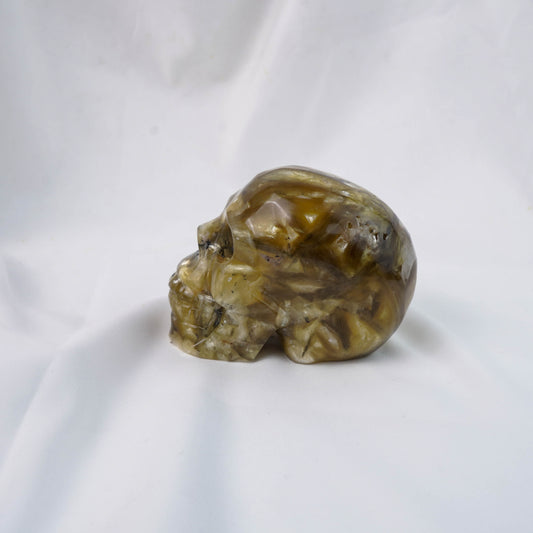 Yellow Lepidolite Hand Carved Skull