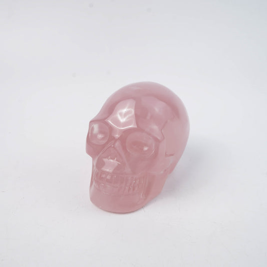 Natural Rose Quartz Hand Carved Skull Ornament