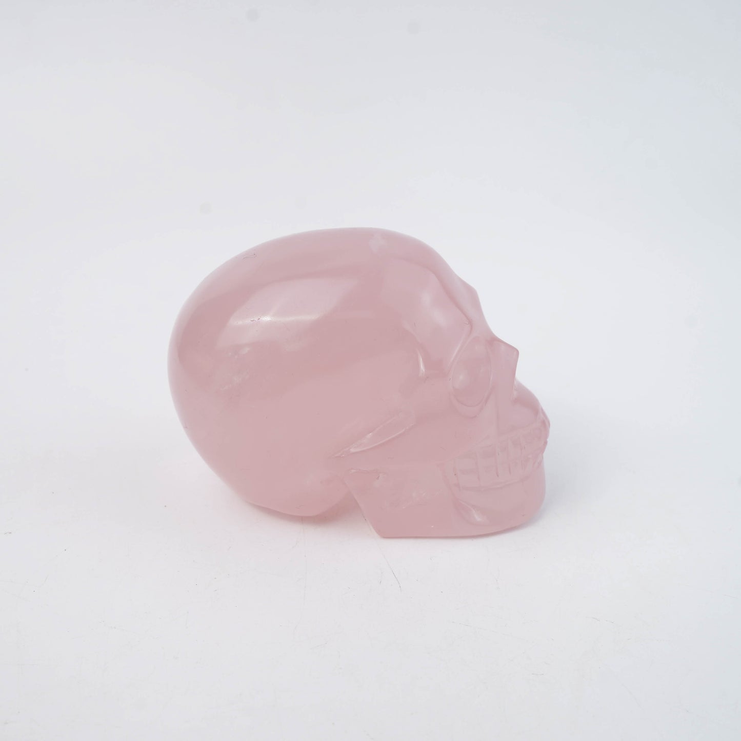 Natural Rose Quartz Hand Carved Skull Ornament