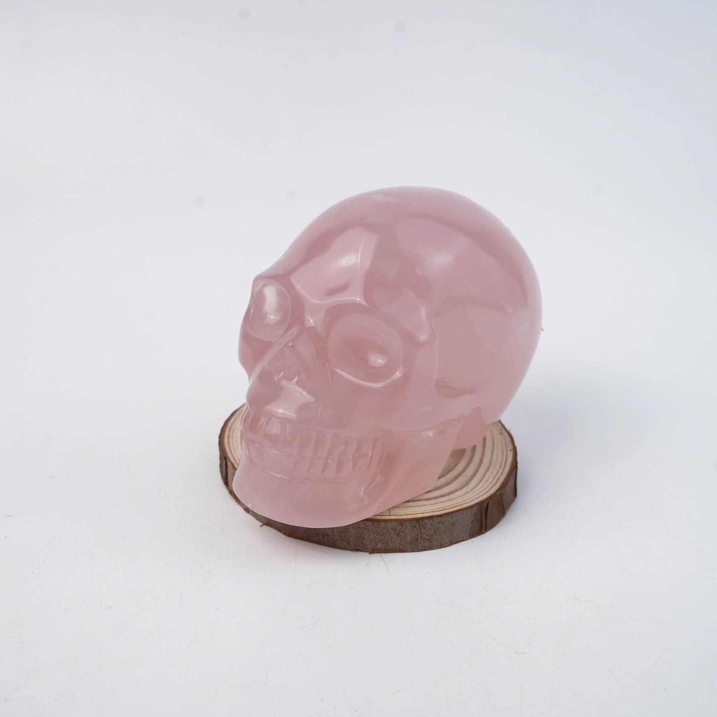 Natural Rose Quartz Hand Carved Skull Ornament