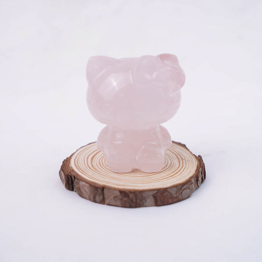 Rose Quartz Hand-carved Kitten