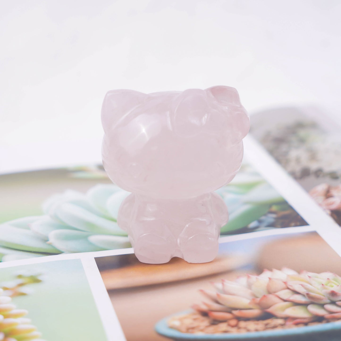 Rose Quartz Hand-carved Kitten