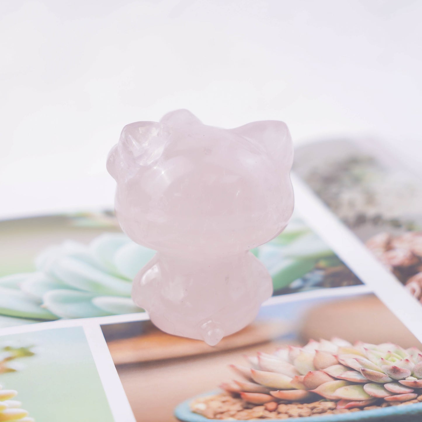 Rose Quartz Hand-carved Kitten