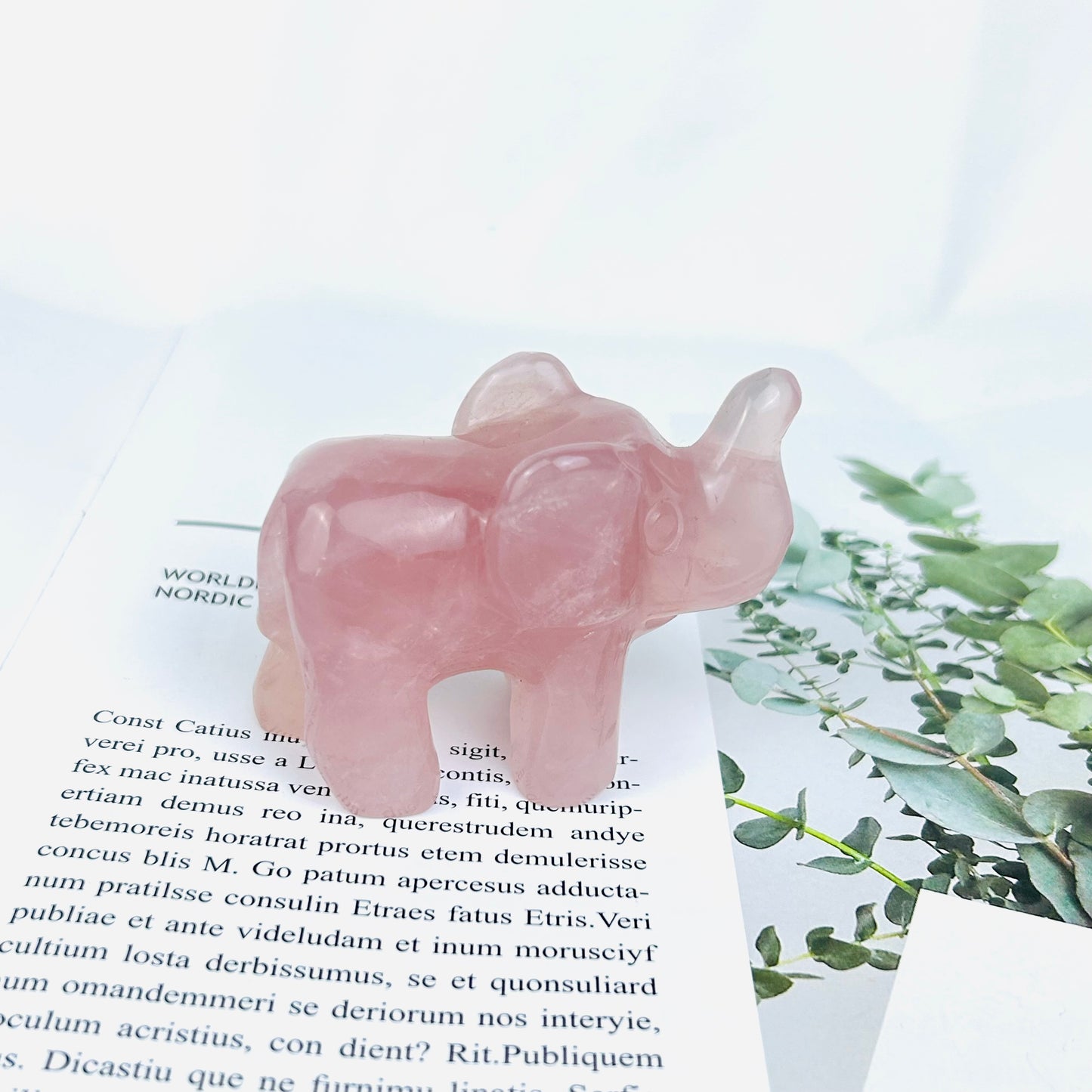 Rose Quartz Elephant Hand Carved Animal Collection Ornaments Home Create A Comfortable Mood