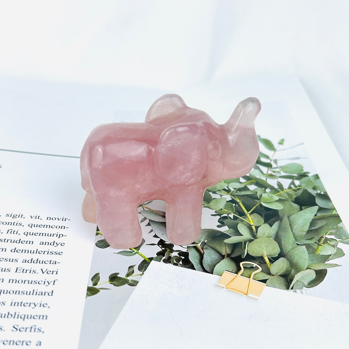 Rose Quartz Elephant Hand Carved Animal Collection Ornaments Home Create A Comfortable Mood