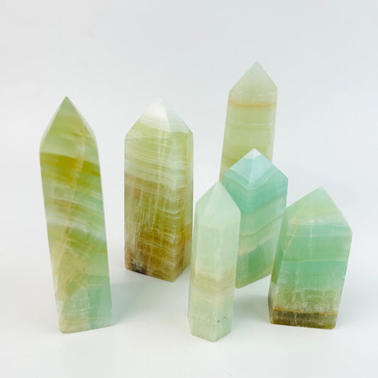 Caribbean  Calcite  Single  Pointed Tower Oranment Crystal Obelisk