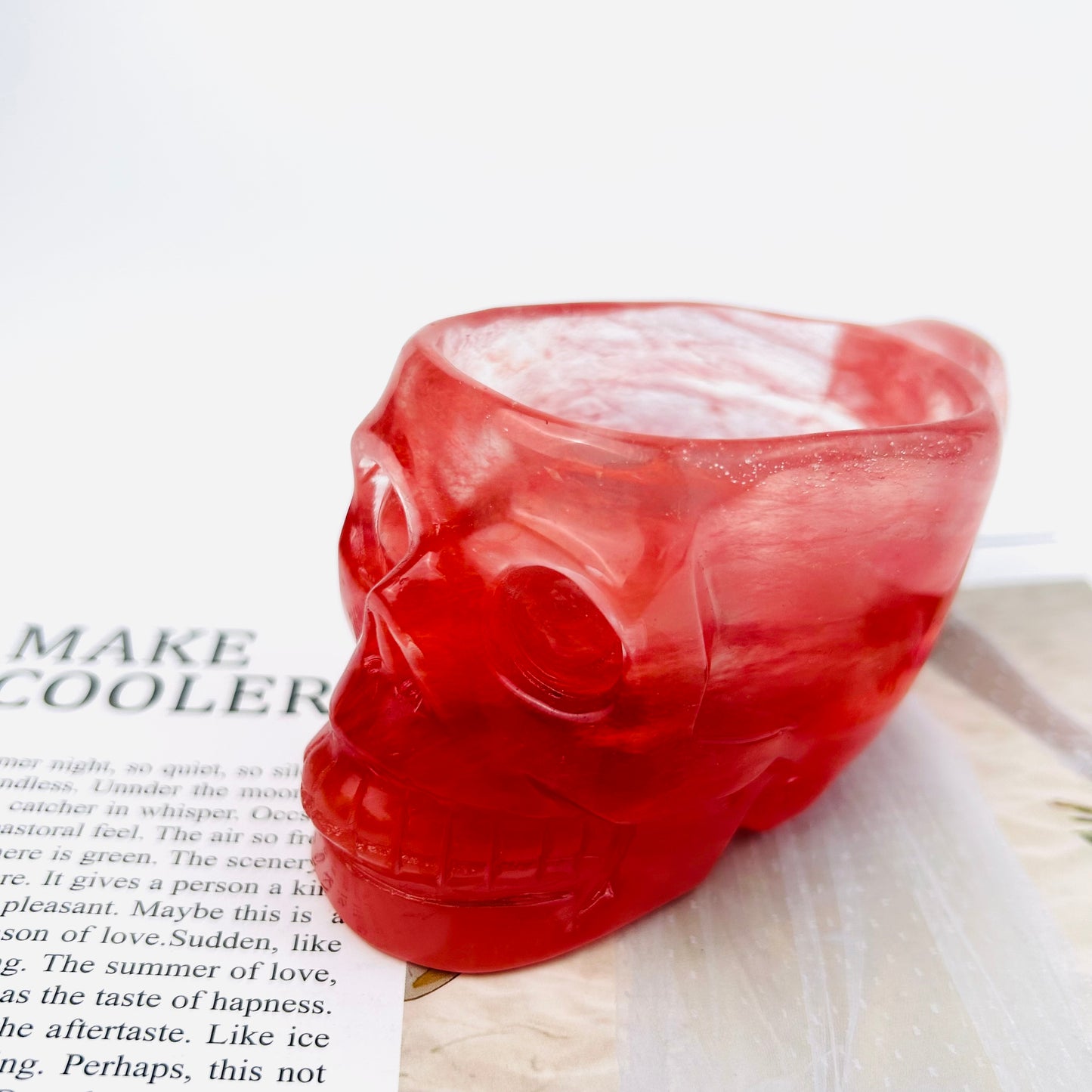 Red Melting Skull Water Cup Carving Craft Hand Craft Ornament