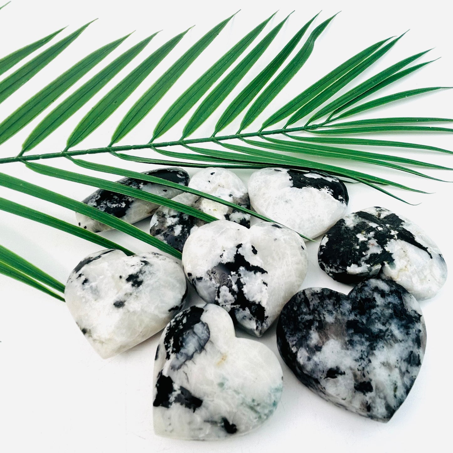 White Moon Stone Palm Stone With The Heart Decor  Best Sellers