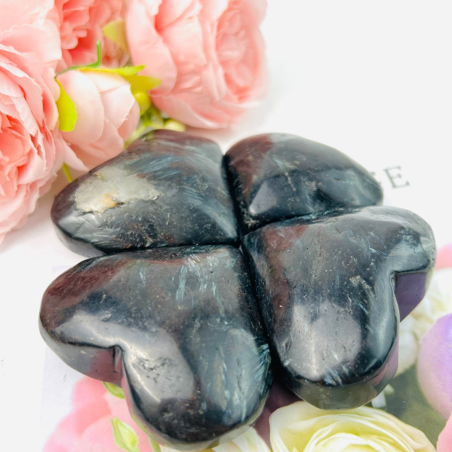 Astrophyllite Heart Palm Stones Spiritual Healing Stones